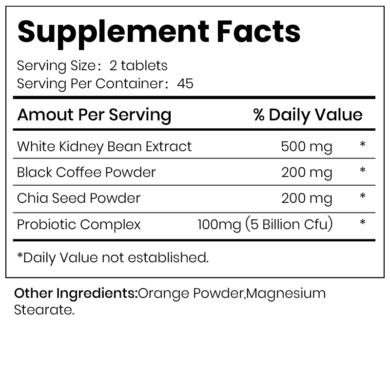 White Kidney Bean Black Coffee Chia Seed Tablet...