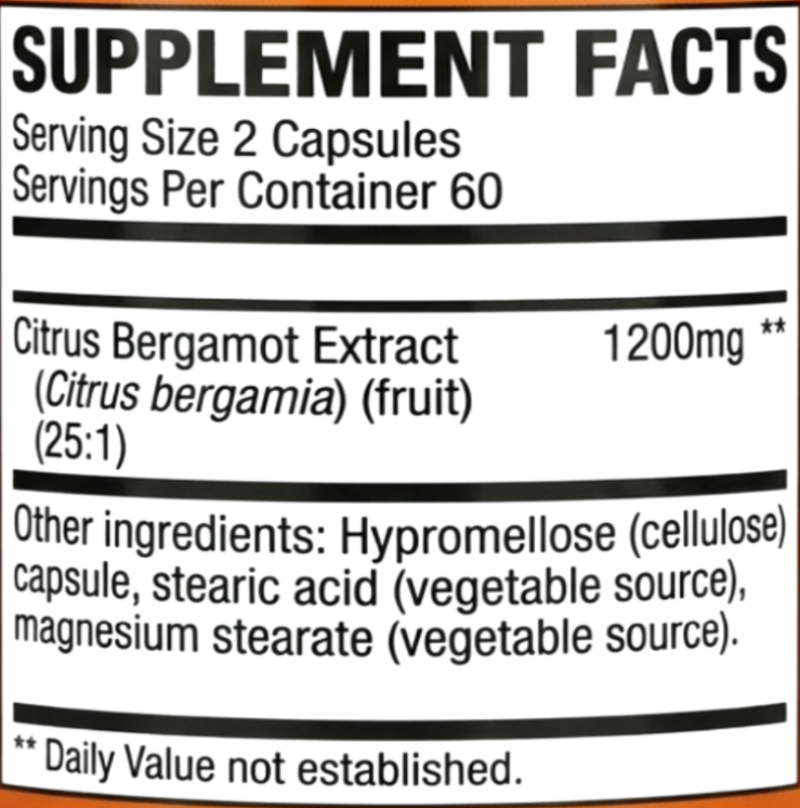 Private Label Citrus Bergamot Capsules 1200mg P...