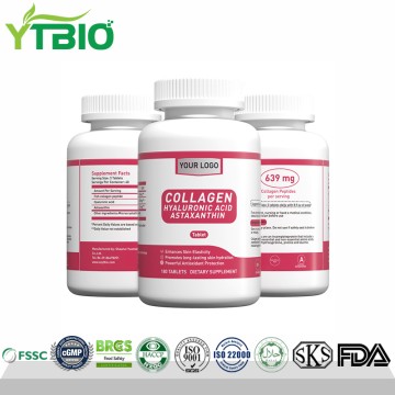 Collagen Hyaluronic Acid Astaxanthin Tablets for Anti-Aging OEM