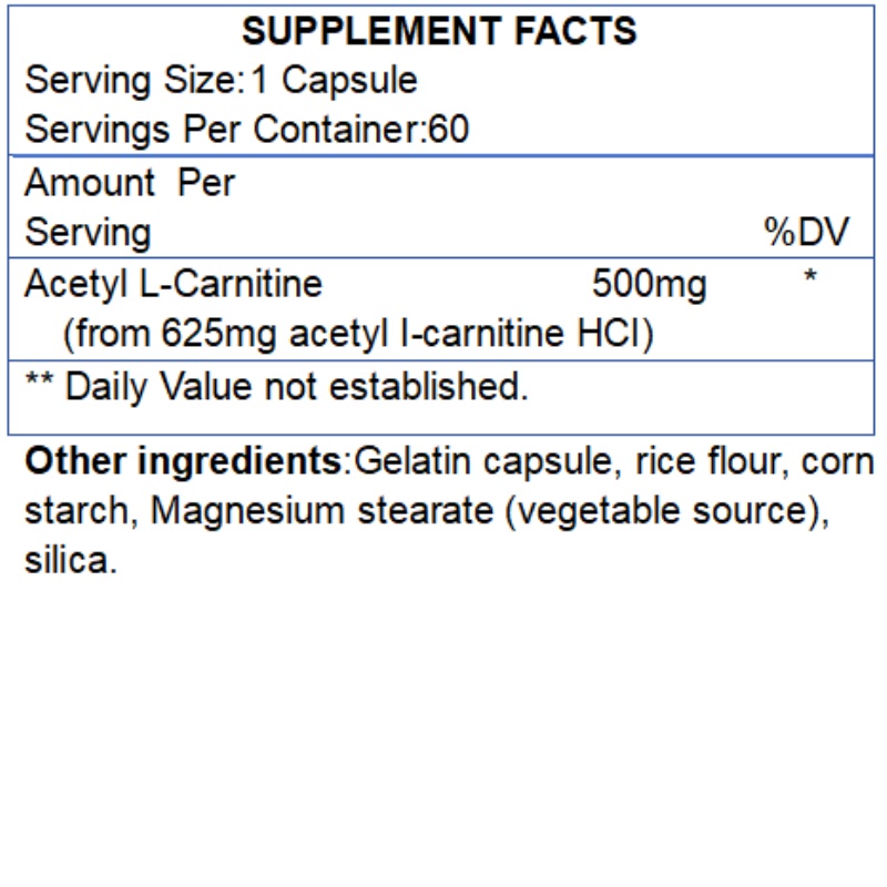 Acetyl L-Carnitine Capsules 500mg |  Private La...